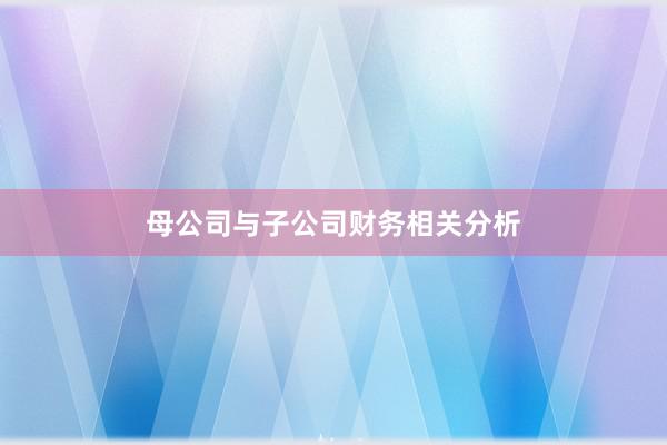 母公司与子公司财务相关分析